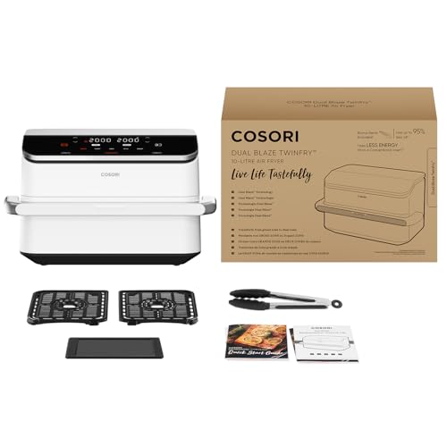 Miniatura 12 de Cosori Freidora De Aire Grande-True Acero Inox-4 Resistencias Dual Blaze Twinfry 10 L-Flexible Doble Cesta Air Fryer 2800 W- Smart Wifi Control 66 Eficiencia Energética-6 En 1-Máx 10 Personas