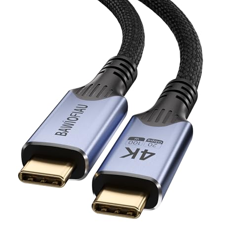 BAWIOFIAU cable usb c usb c 20 Gbps, Câble USB 3.2 Gen2, 100W 20V/5A câble usbc charge rapide, Transmission vidéo 4K @ 60Hz Compatible avec Thunderbolt 4/3 (0.6M)