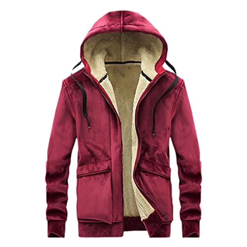 Sweat à capuche homme chaud en cachemire Vogrtcc veste bordeaux zippée en polaire fine