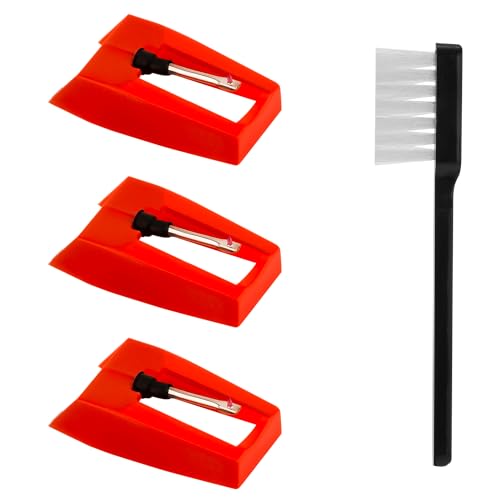 3pcs Record Player Needle with Cleaning Brush, Turntable Needles Diamond Needle Stylus Replacement Compatible with Victrola, ION, Crosley Phonograph LP Vinyl Record Players Accessories