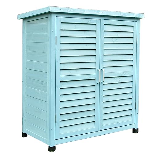 Cobertizo de jardín de madera de doble cerradura con estantes y techo de asfalto impermeable. Taquillas al aire libre para patios, césped, jardines, balcones. Cobertizo alto de herramientas para