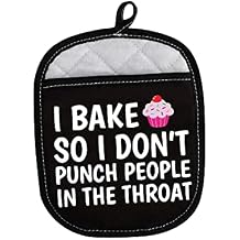 LEVLO Funny Baker Gifts I Bake So I Dont Punch People in The Throat Oven Mitt Cupcake School Graduation Gift I Bake So I Dont Punch People in The Throat