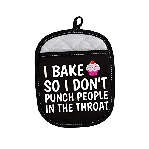 LEVLO Funny Baker Gifts I Bake So I Don't Punch People in The Throat Oven Mitt Cupcake School Graduation Gift (I Bake So I Don't Punch People in The Throat) by LEVLO - Used condition - US$9.38