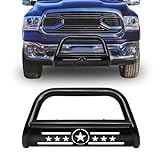 AISHAN Bull Bar Pickup Truck 3' Front Grille Brush Push Bumper Guard with Removable Skid Plate Compatible with 2009-2010 Dodge Ram 1500, 2019-2023 Ram 1500 Classic, Black
