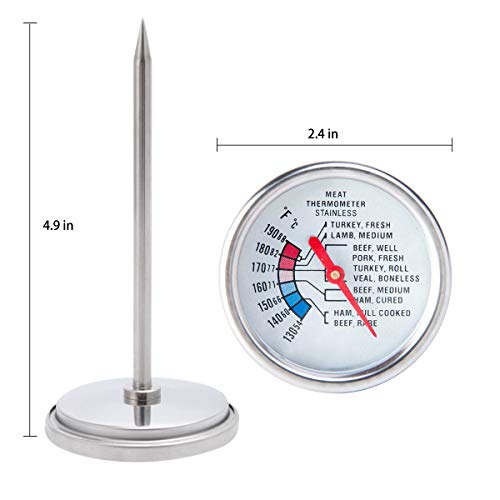 Meat Thermometer Extra Large Dial 2.4-Inch Meat & Poultry Thermometer Stainless Steel Safe