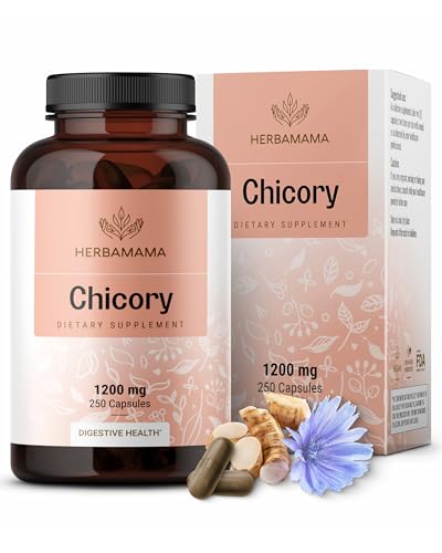 HERBAMAMA Chicory Root Fiber Capsules - 1200mg Chicory Root Powder
