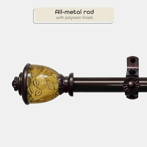 Image of Decorative Window Curtain Rods with Finials, 48 to 86 Inches, 0.75 Diameter - Camino Lincroft - Lightweight & Easy to Install, Adjusts Telescopically to Fit Any Window by Achim Home Decor