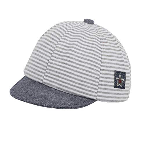 Baby-Boy Baseball-Cap Striped Sunhat Letter Sun Protection Hat (Grey, 0-1 Year Old(46 to 48cm))