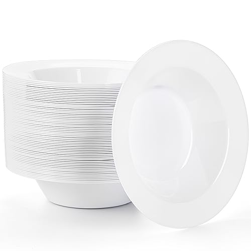 Suwimut S-PLASTICSOUPBOWLS-W-60PC 60 Pack White Plastic Bowls, 12 Oz Disposable Soup Bowls cover