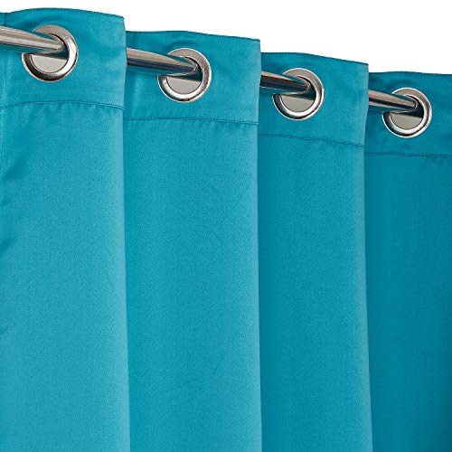 Image of Swayam 100% Blackout Polyester Door Curtain for Living Room & Bedroom | 7.5 Feet | Room Darkening Curtain with Eyelets | Pack of 2 | Solid Design - Turquoise