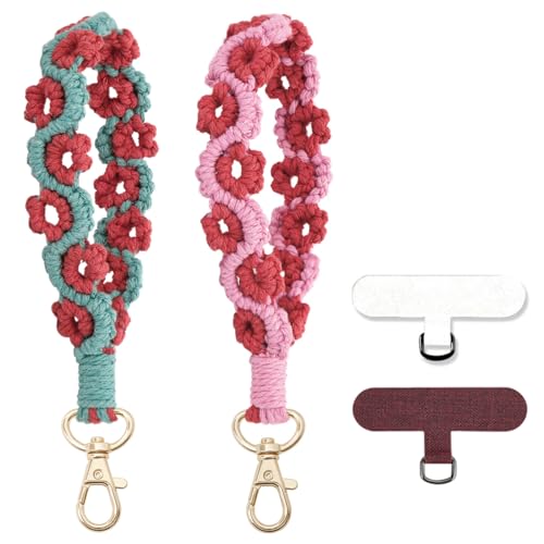 Boho Macrame Phone Wrist Strap, Cell Phone Lanyard with Tether Tab, Purple - Photo 11 sur 85