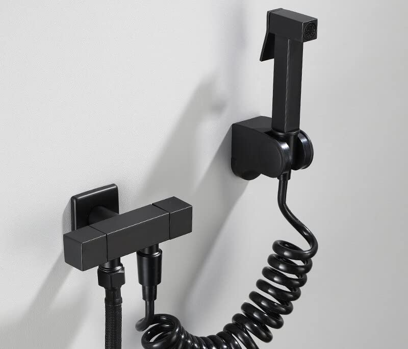 Bidet en laiton massif noir mat avec douchette WC haut de gamme et robinet d'angle