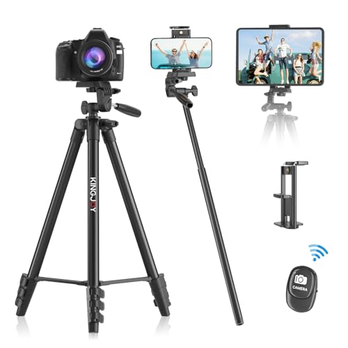 KINGJOY 71'' Camera Tripod & Selfie Stick with Universal Tablet Phone Holder Remote Shutter and Carry Bag Aluminum Portable Phone Tripod Stand Compatible with Phone/Camera/Projector/DSLR