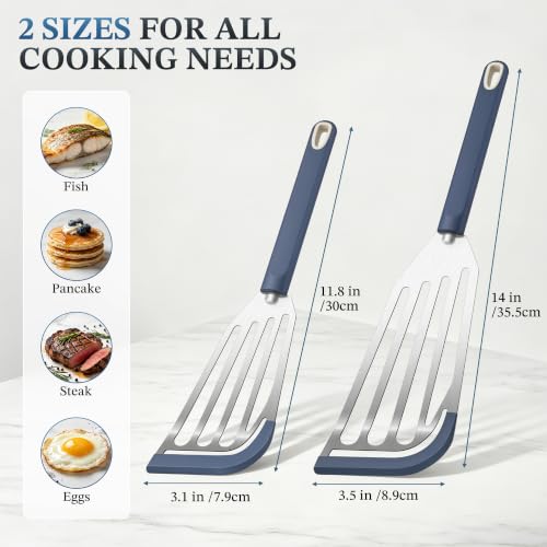 2Pcs Silicone Fish Spatula for Nonstick Cookware,Slotted Turner for Cooking - Image 4