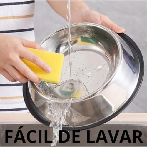 Comedouro Bebedouro em Aço Inox com Base Antiderrapante para Cães e Gatos Prata