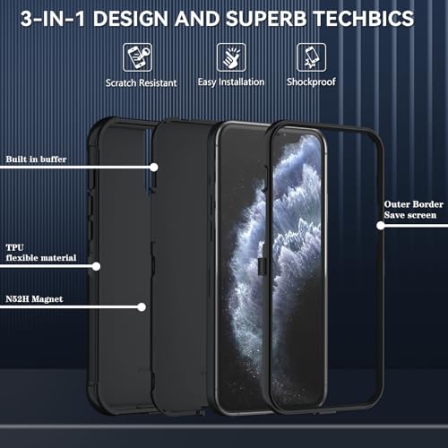 Image of SunStory Compatible with iPhone 11 Pro Max Case with HD Screen Protector, 3-Layer Heavy Duty Full-Body Cover,3 in 1 Hybrid Protective Case for iPhone 11 Pro Max 6.5 inch,Black