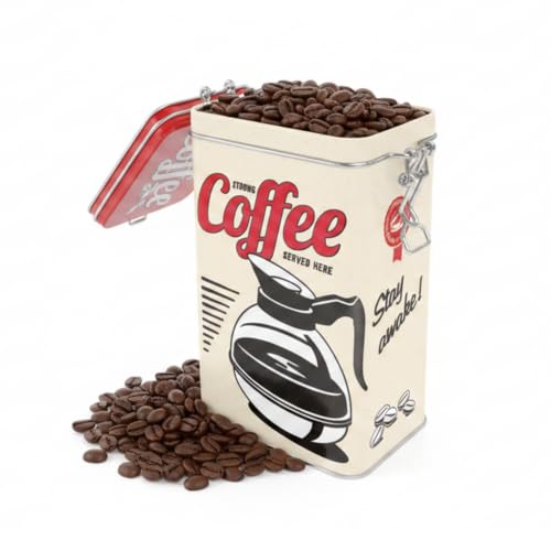 Nostalgic-Art 31105 Retro Kaffeedose Strong Coffee Served Here Geschenk-Idee für Kaffee-Liebhaber Blech-Dose mit Aromadeckel Vintage Design 1 3 l