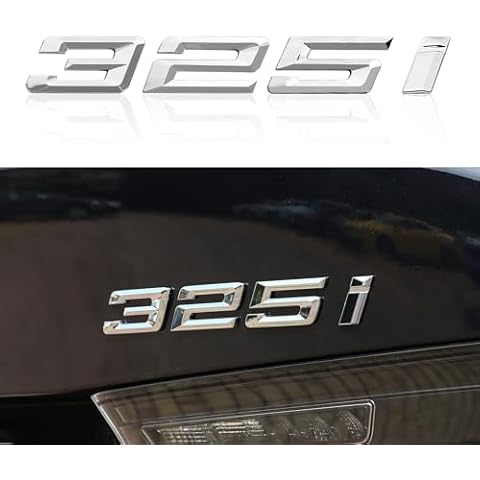 HENGYUESHANG Car Emblem Badge Sticker OEM Car Trunk Lid Rear Emblem Nameplate Label Decal Number Letter ABS Replacement for BMW Accessories (Gloss Silver, 325i) Cover