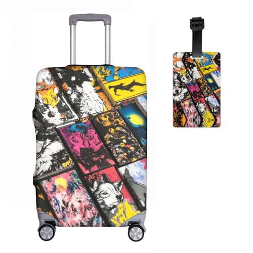 Housse de valise éléphant 18-32 pouces avec étiquette de bagage