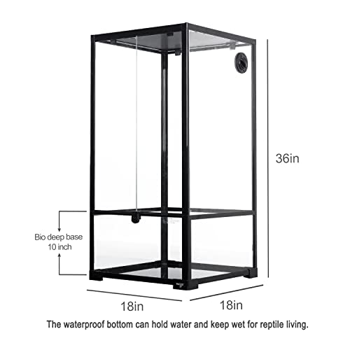 WACOOL 50 Gallon Reptile Tank, Front Opening Chameleon Cage 18" x 18"x 36", 3-in-1 Side Design (Glass or Mesh+Glass), Bio Deep Base 10" Vertical Reptile Cage for Frog Iguana by WACOOL - Image 3