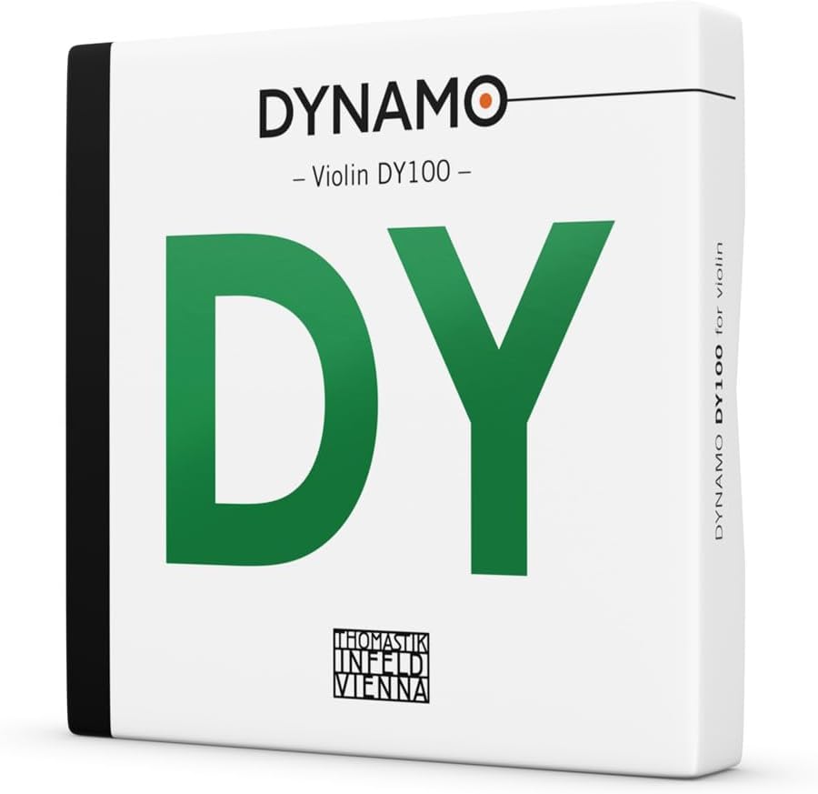 Thomastik Infeld Dynamo String Set for Violin - Synthetic Core and Carbon Steel Vibrating Violin Strings - Professional Strings - DY100 - 12.8 Inches