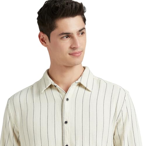 Image of Pepe Jeans Men's Casual Shirt | Striped Shirt for Men| Regular Fit | Vertical Stripes | Full Sleeve | Available in Plus Size
