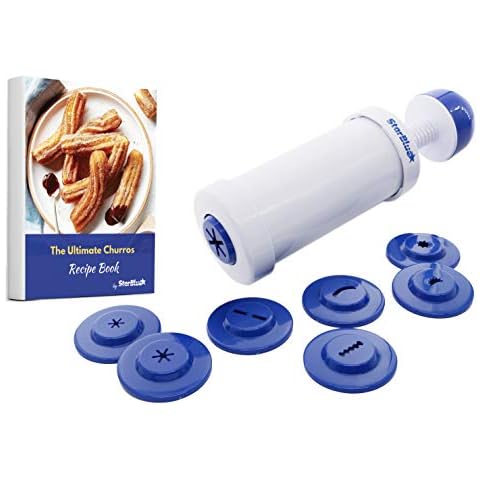 StarBlue Churrera Churro Maker with FREE Recipe e-Book - Easy Piping Nozzle Tool for Deep Fry Churro in 8 Difference Shapes Cover