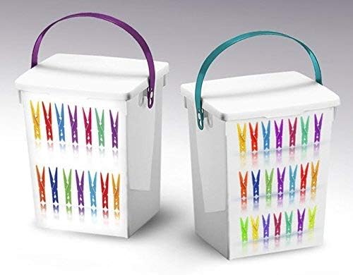 Plastic 5Lt Peg Design Pegs Storage Box Container Caddy with Lid & Handle (Turquoise Handle)