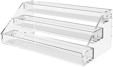 12″ Acrylic Riser, Acrylic Shelves – 3-Tier Clear