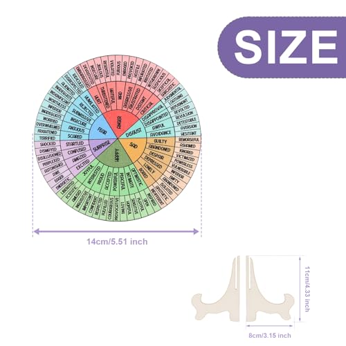 Gefühlsrad mit Ständer, Doppelseitig Das Emotionsrad Hölz Gefühlsrad Therapeutengeschenk für Frauen Männer Zuhause Büro Dekor