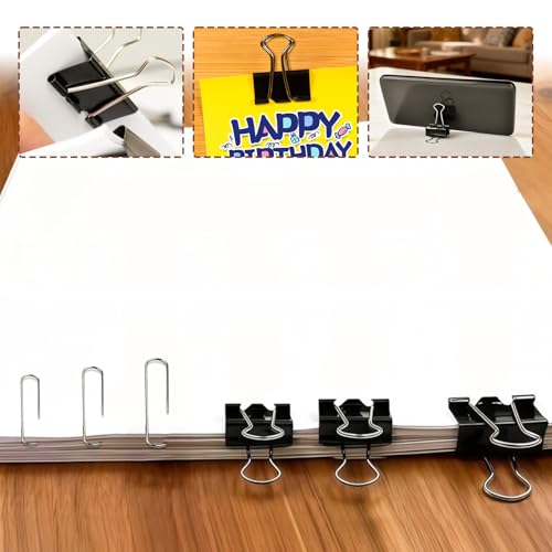 Lot de 340 trombones assortis et pinces double clip dans leur boîte de rangement à compartiments