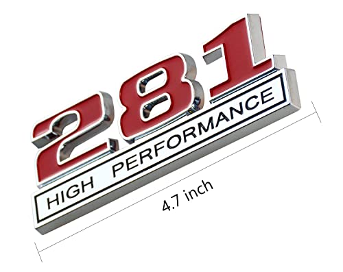 Image of 2Pc 281 4.6 Liter High Performance Engine Emblems Badge 3D Decals Stickers Cars Trucks Chrome Black Red