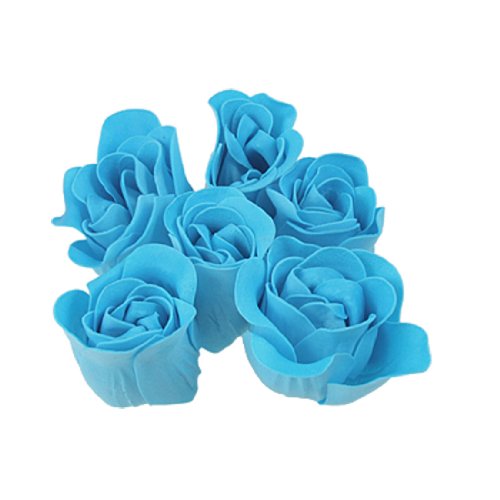 Turquoise Blue Rose Design Bathing Scented Soap Petal 6PCS