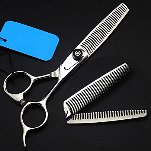 Hair Cutting Scissors, Professional 6 inch japan 440c Double-sided teeth hair scissors Curved salon barber thinning shears hairdressing scissors BY ZZYY (Color : Double-sided teeth)