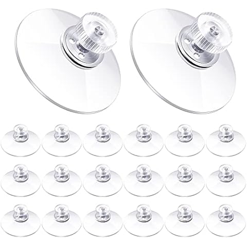 Zopeal 20 Pcs Adhesive Suction Cups Bulk with Screws Nut Plastic Sucker Pad 40 mm Clear PVC Sucker Pad Strong Adhesive Suction Hook Holder for Window Car Glass Shade Cloth Glass Bathroom Wall Door Cover