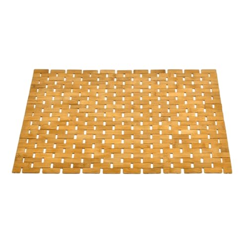 Bathroom Wooden Rug | Natural Shower Mat Wooden Waterproof Bath Mat - Weather Resistant Woven Floor Mat Non-Slip Bath Rug for Bathtub & Bathroom