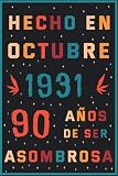 Hecho en octubre 1931 90 años de ser asombrosa: Diario de regalos de cumpleaños - Cuaderno diario de registro - Regalo de 90 años perfecto para niñas, ... hermanas, novias, nacidas en octubre de 2021