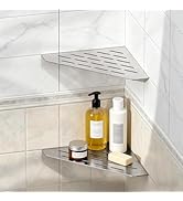 BWE 10" Corner Shower Shelves, 304 Stainless Steel Floating Corner Sheves for Wall, Heavy Duty Re...