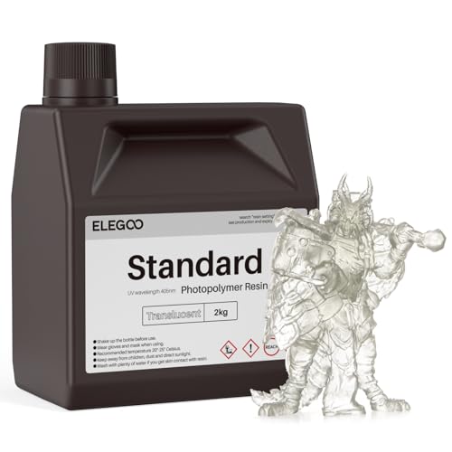 ELEGOO 3Dプリンター用レジン 405nm UV硬化標準フォトポリマー樹脂 液晶3Dプリント用 高精度 低臭 半透明 2000g（Amazon）