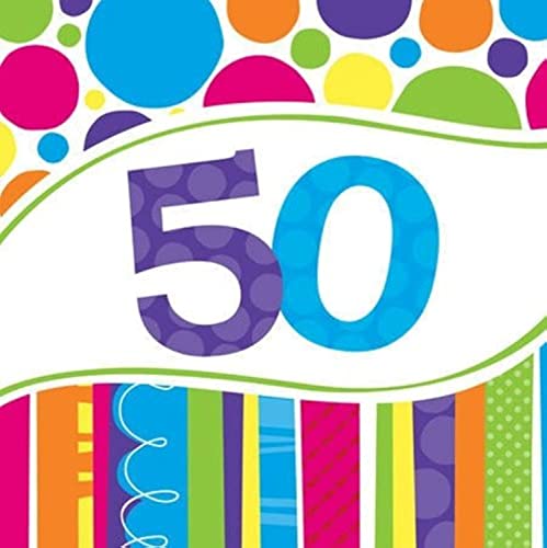 Creative Converting 18 Count Bright and Bold 50th Birthday Lunch Napkins