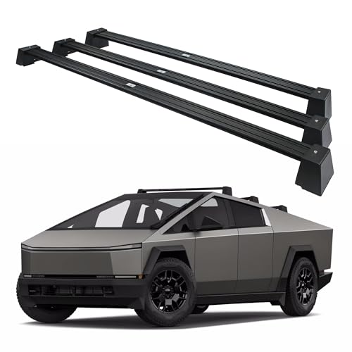 Super Heavy-Duty Roof Rack Crossbars Upgration for Tesla Cybertruck Specific fit Factory Mouting Points Aluminum Body Loading Weight at 550lbs MAX (Sold as 4pcs) (3pcs)