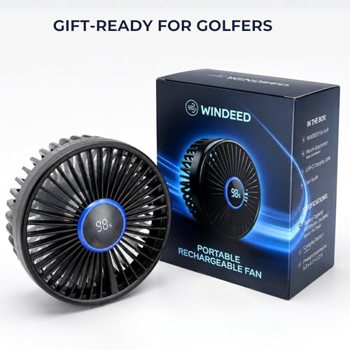 Magnetic Rechargeable Golf Cart Fan, Battery Display, 3-Speed, 360° Airflow by WINDEED - Used condition - Image 6