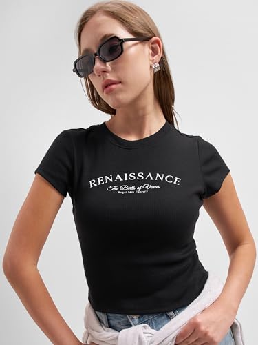 Image of Tokyo Talkies Women Pure Cotton Tops for Woman|Regular Fit Slim fit Crop Tops for Women Western|Top Tshirt for Women Stylish Western|Suitable for Casual and Workwear