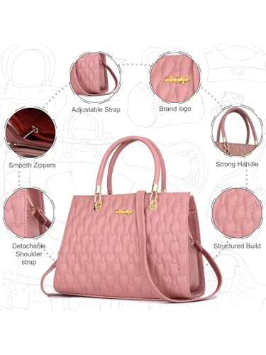Image of LIKE STYLE Quilted PU Rexine Handbag with Detachable Sling Strap