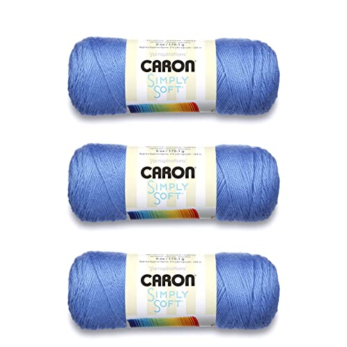 Image of Caron Simply Soft Berry Blue Brites Yarn - 3 Pack of 170g /6oz - Acrylic - 4 Medium (Worsted) - 315 Yards - Knitting /Crochet