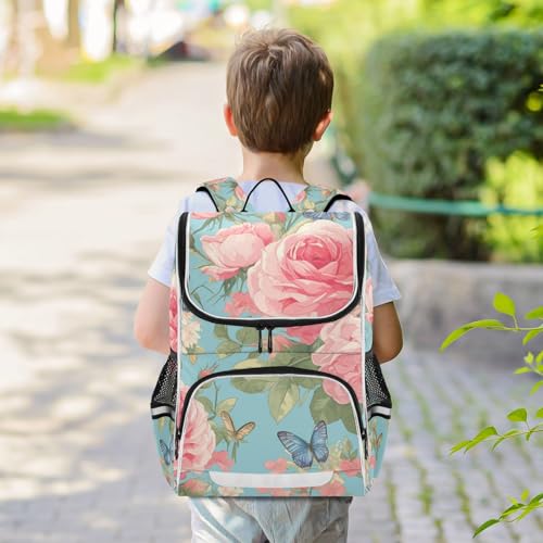 Mochila escolar para portátil con estampado floral y tiras de seguridad 7