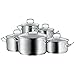 Produktbild WMF Profima Topfset Induktion 5-teilig, Kochtopf Set mit Glasdeckel, Cromargan Edelstahl poliert, Induktion Töpfe Set unbeschichtet