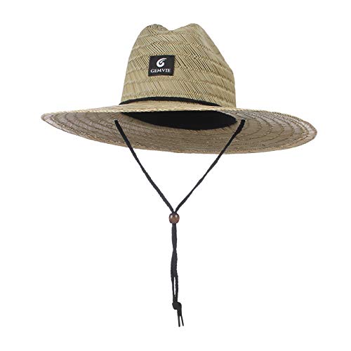 GEMVIE-Gorro De Paja Para Mujer Y Hombres Sombrero Paja Hombre Campo Sombreros Verano Sombrero De Playa Para Anti-UV (Natural)