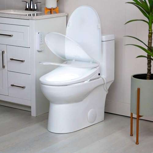Image of ALPHA BIDET UXA Pearl Auto Bidet Toilet Seat in Elongated White | Endless Warm Water | Automatic Lid and Seat | Arced Stainless Steel Nozzle | LED Nightlight | Dryer | Deodorizer | 3 Year Warranty