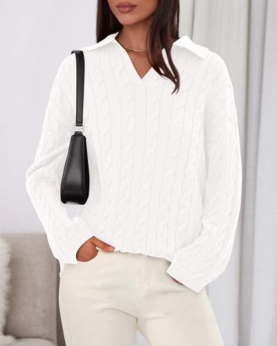 Image of BTFBM Women's Oversized Sweaters Fall Fashion Clothes 2025 Trendy Knit Pullover Casual Long Sleeve V Neck Sweater Jumper Tops